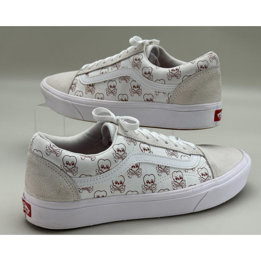 Vans Old Skool ComfyCush White Skull Sneakers Suede Low Top Size 10.5 - Picture 5 of 10